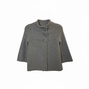 Fenn Wright Manson Grey Mock Neck Button Sweater Jacket Size Medium